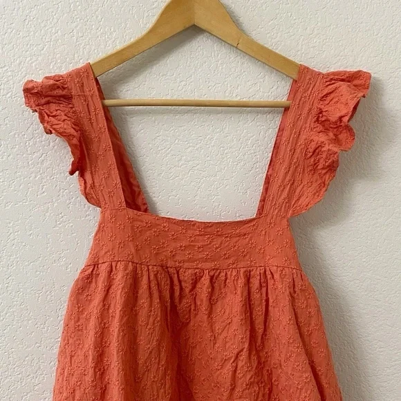 BB Dakota Steve Madden Mini Dress Size Medium Embroidered Ruffle Sleeve - Picture 2 of 6